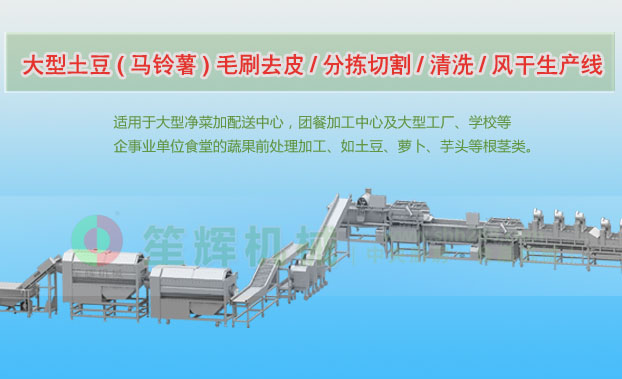 梅州连续式土豆去皮清洗切割风干生产线